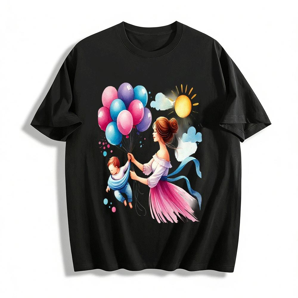 Balloon Print Mommy And Me Casual Tops Warm Parent-child Time Pure cotton T-shirt XXS