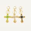 Micro-Paved Rhinestone Cross Metal Keychain: Hot Selling Car and Bag Charm Keyring