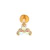 Gioiello per Piercing Labbra e Cartilagine Auricolare a Bottone in Acciaio Inossidabile 316L con Fiore di Zircone
