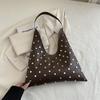 Comfortable  Top Handle Bag Versatile Texture Shoulder Bag Fashi PU Studded Tote Large Capacity Simple Commuting Bag for Women