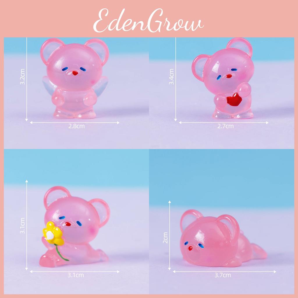 Creative Glow-in-the-dark Resin Bear Figurine Cute Garden Decor Small Car Dashboard Ornament