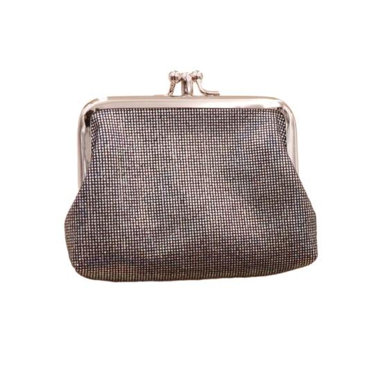 Vintage Glitter Mini Coin Purse, Portable Kiss Lock Closure Change Pouch, Double-layer Coin Wallet for Cards, Jewelry, Cash, Keys