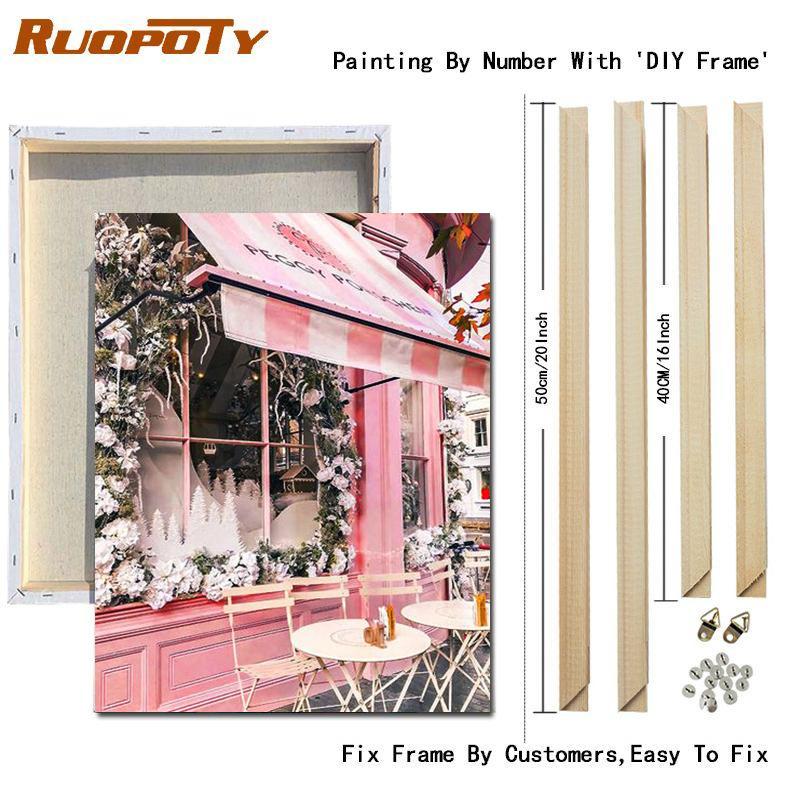 RUOPOTY Painting By Numbers Candy House Wall Art Hand Painted Unique Gift Picture By Number Scenery Decoration