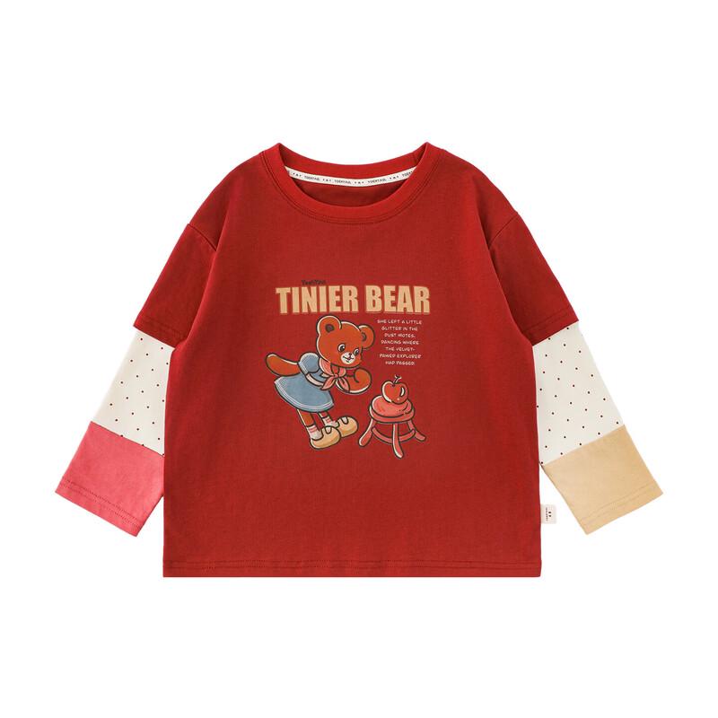 Girls  Cartoon Faux Two-Piece Long Sleeve T-Shirt 140 cm