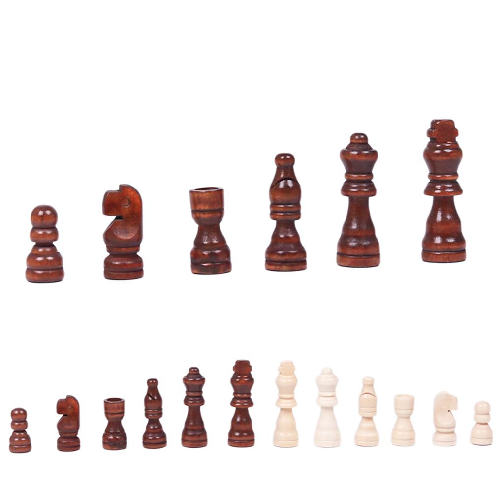 32Pcs Hand Carved Wooden Chess Pieces Portable Tournament Chessmen International Chess Figures for Chess Board Game
