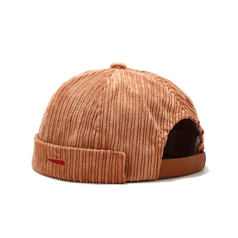 Retro Docker Cap Brimless Hat Skullcap Solid Color Corduroy Adjustable Hip Hop Landlord Hat Unisex Skullies Beanie Melon Cap