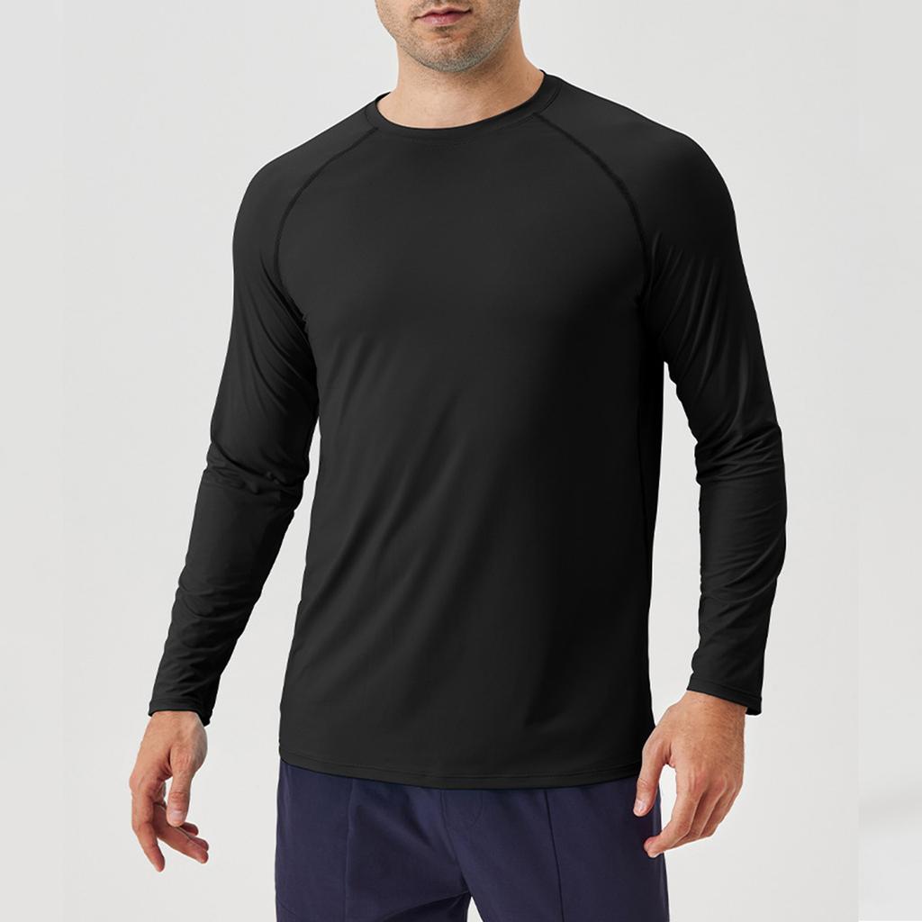 Men's Long Sleeve Athletic T Shirt Lightweight Quick Dry Crew Neck Casual Sports Tee for Outdoor Gym Running Training