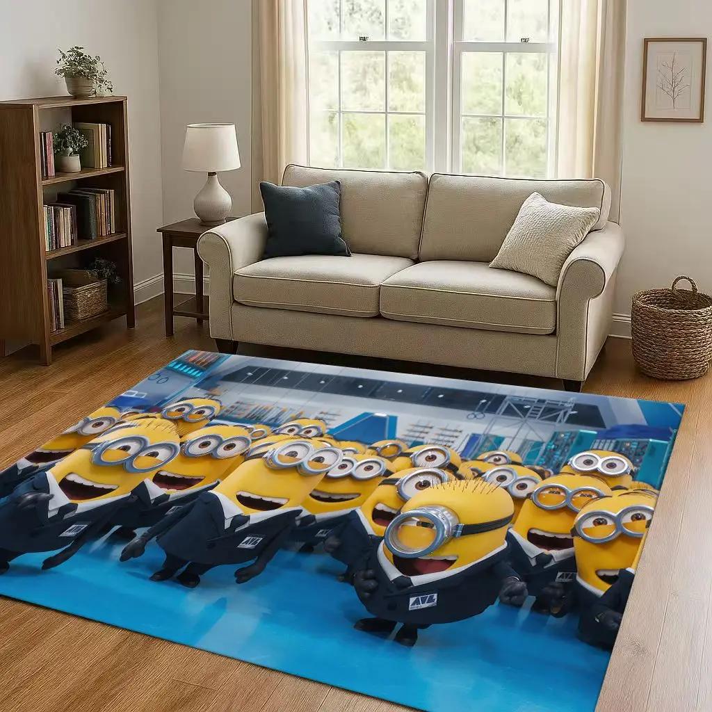3D Cute Minions Cartoon Christmas Gift Living Room Non-Slip Area Rug Carpet for Bedroom Playroom Sofa,Home Decor Doormat