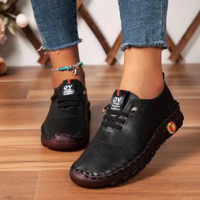 Mode Baskets Chaussures Femmes Mocassins Lacets Cuir Plates Nouvelles Printemps 2024 Décontractées Confortables Chaussures Maman Mujer Zapatos Chaussure Femme