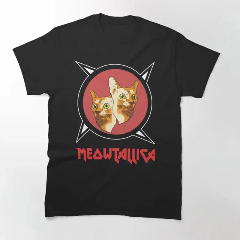 Meowtallica Rock Cat Music Print T-Shirts for Unisex and Women Fashion Funny T-Shirts Unsiex Comfortable T-Shirt for Couple