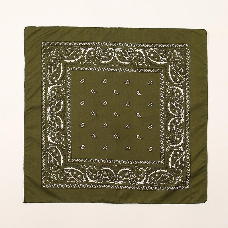 

Unisex Artistic Silk Scarf: Cashew Amoeba Flower Print, 54x54 Square for Street Dance & Decoration. 54x54 cm армія зелений колір