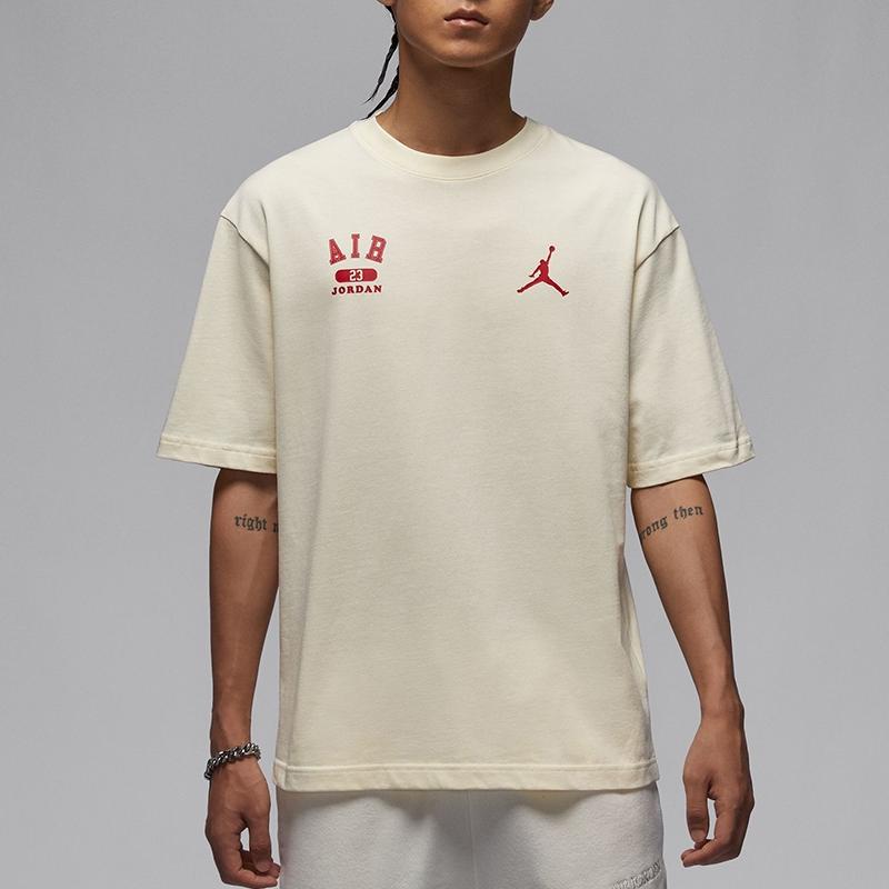 Jordan Soft And Comfortable Logo Short Sleeve T-Shirt Men Tops Coconut-Milk HQ1575-113
