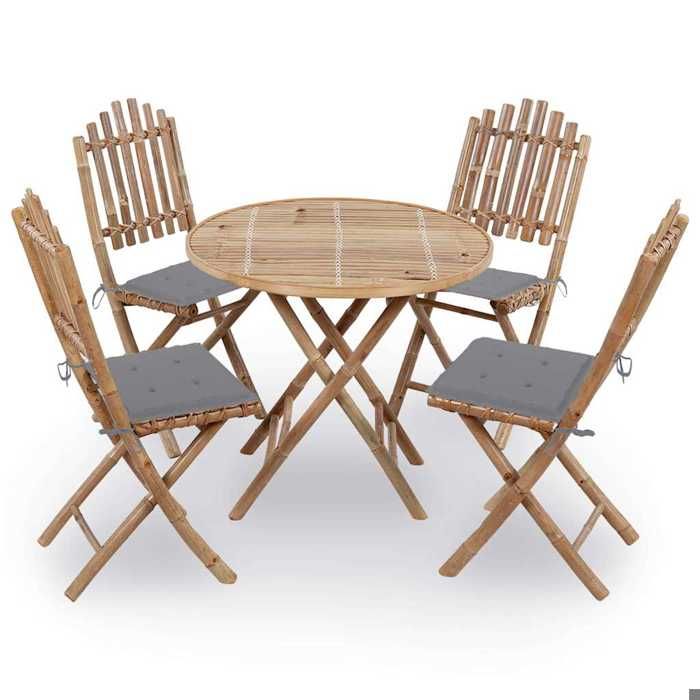 VidaXL Mobilier à Dîner d'Extérieur Pliable 5 pcs avec Coussins Salon de Jardin Ensemble de Salle à Manger de Patio Table et 3063961