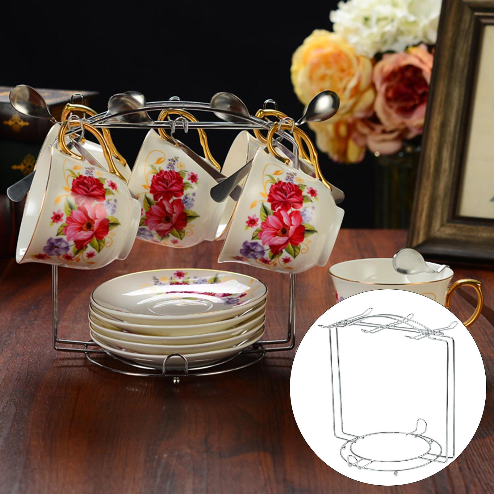 Iron Mug Rack Stand Multifunctional Water Draining Dish Drainboard for Countertop Home