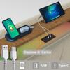 Modern Fabric Button-Tufted Bed Frame App Remote Controlled LED Ambient Light Built-in Charger 4 Under Bed Storage Drawer Basket