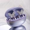 Earbuds FreeClip Borboleta Diamante Clipe de Orelha: Brinco Feminino Elegante, Luxuoso, de Alta Classe