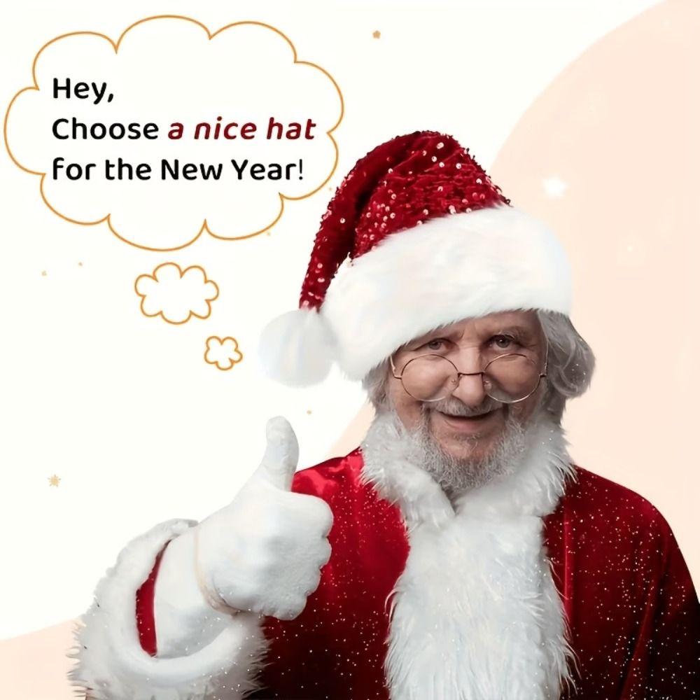 Double Layer Festive Hat Sparkling Sequins Christmas Cap New Holiday Hat Family Gatherings