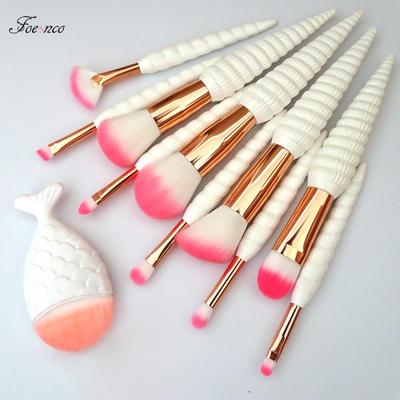 10/11 stücke Einhorn Conch Shell Make-Up Pinsel Set Meerjungfrau Foundation Pulver Kosmetik Lidschatten Gesicht Kabuki Make-Up Pinsel Tools Kit