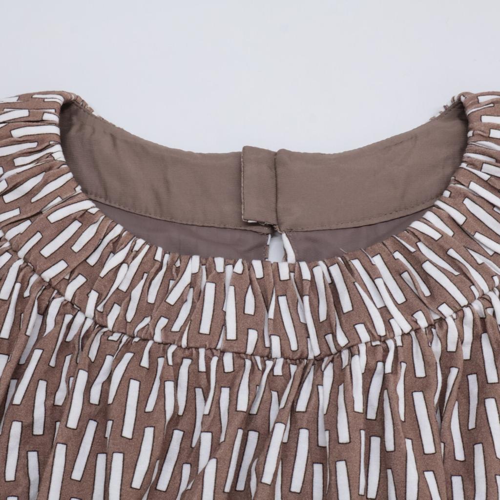 Mila Schoen Beige all-over print dress dress 44 BrownUsed