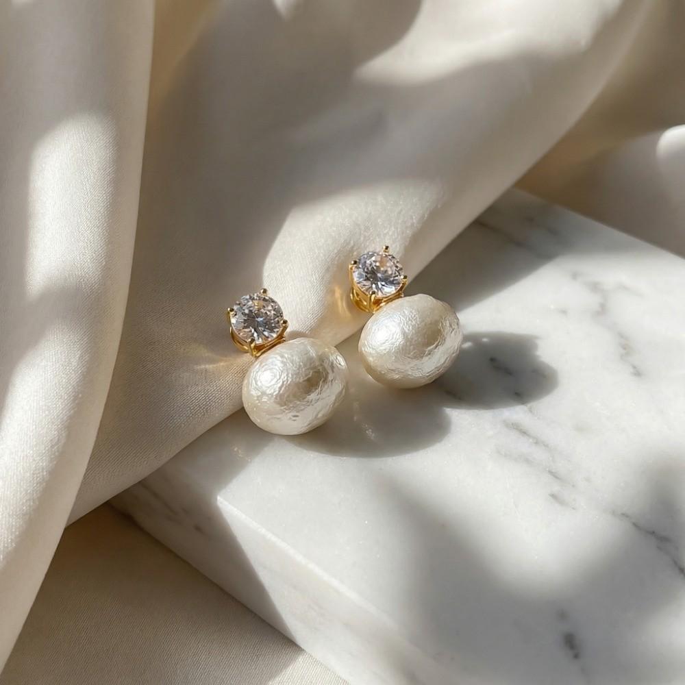 Boucles d'oreilles Clous Perles Luxe Léger Boucles d'oreilles pendantes Cristal Élégantes Zircon Tempérament Clous Fête