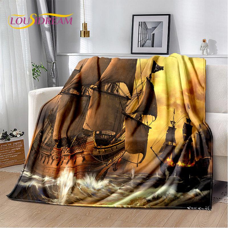 A Pirate Boat,Barque,Boat Ship Monster Soft Plush Blanket,Flannel Blanket Throw Blanket for Living Room Bedroom Bed Sofa Picnic