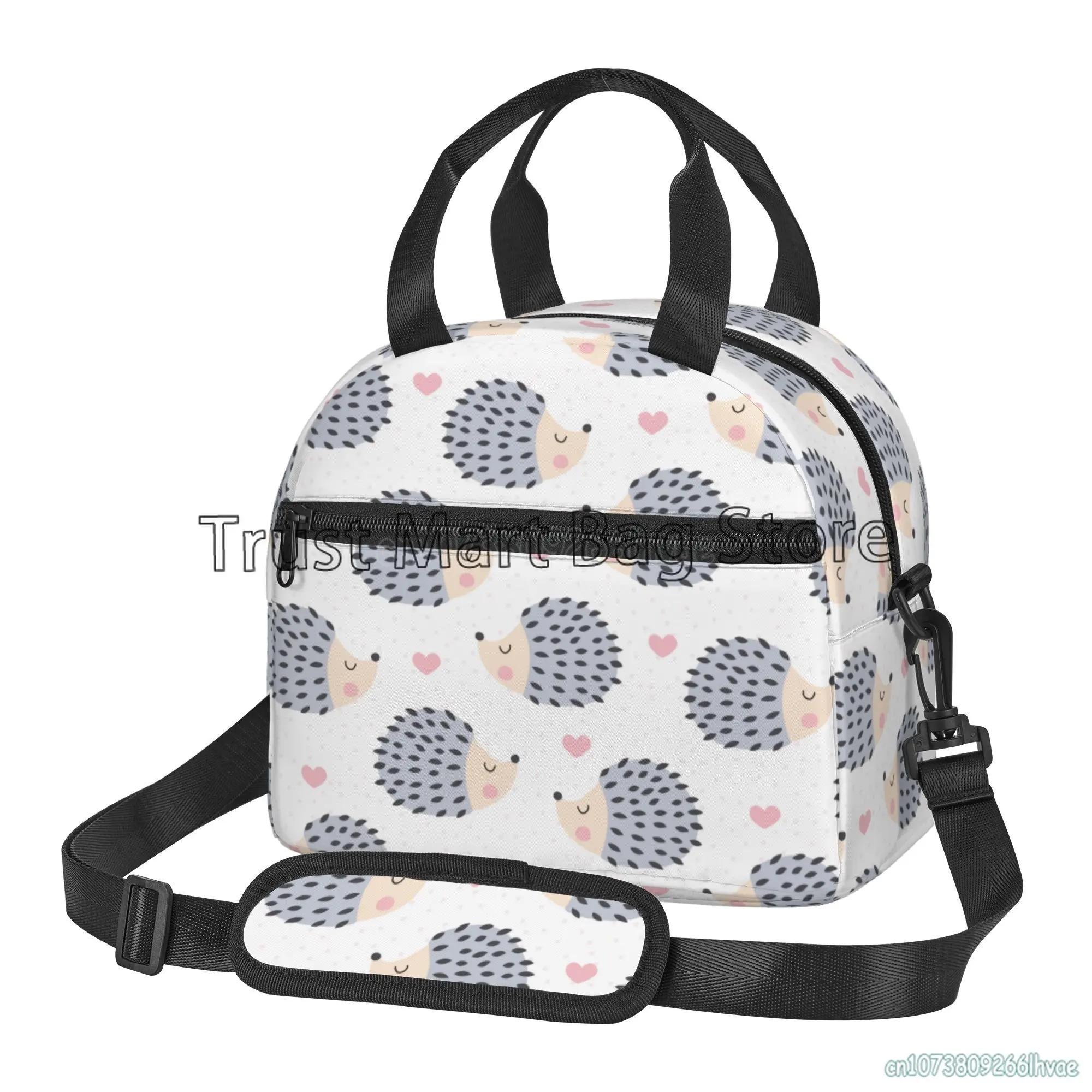 

Cute Hedgehog Lunch Bags for Girls Boys Insulated Lunch Box Thermal Tote Bag with Adjustable Strap Leakproof Durable Cooler Bag