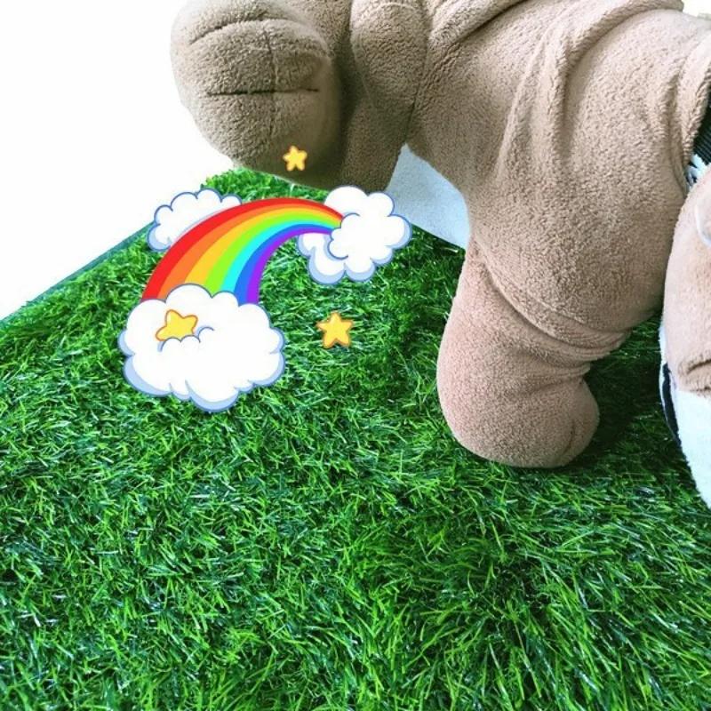PE+TPR Dog Puppy Pee Training Pad  Reusable Cat Grass Lawn Mat, Absorbent Pet Urine Pad for Indoor Outdoor Use Washable