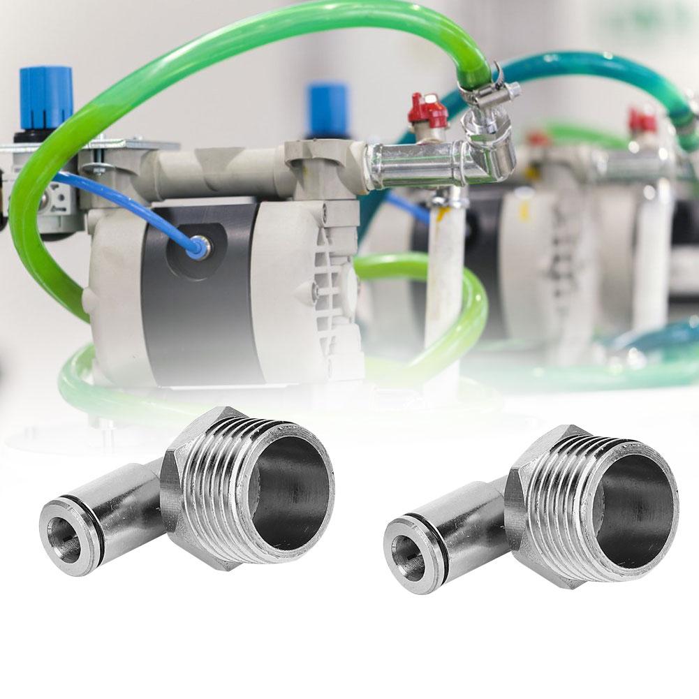 2Pcs All Copper Nickel Plated 6mm Pneumatic Quick Connector+90 Degrees BSPP Male Thread(12"")