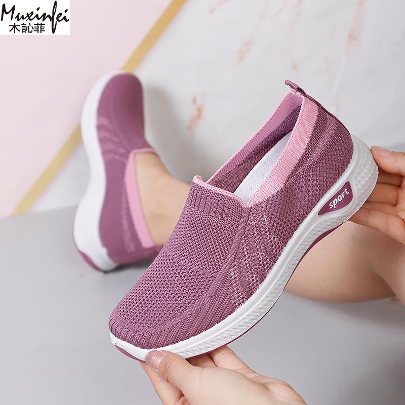 Sommer Stoffschuhe für Damen Ein Fuß Mesh Atmungsaktiv Flacher Boden für Damen Lässige Einzelne Schuhe für Damen Günstige Schuhe Ausverkauf