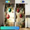 Red Gold Christmas Curtains Snowflakes Berries Print Bedroom Living Room Kitchen Office Holiday Decor Light Filtering Polyester Window Treatment
