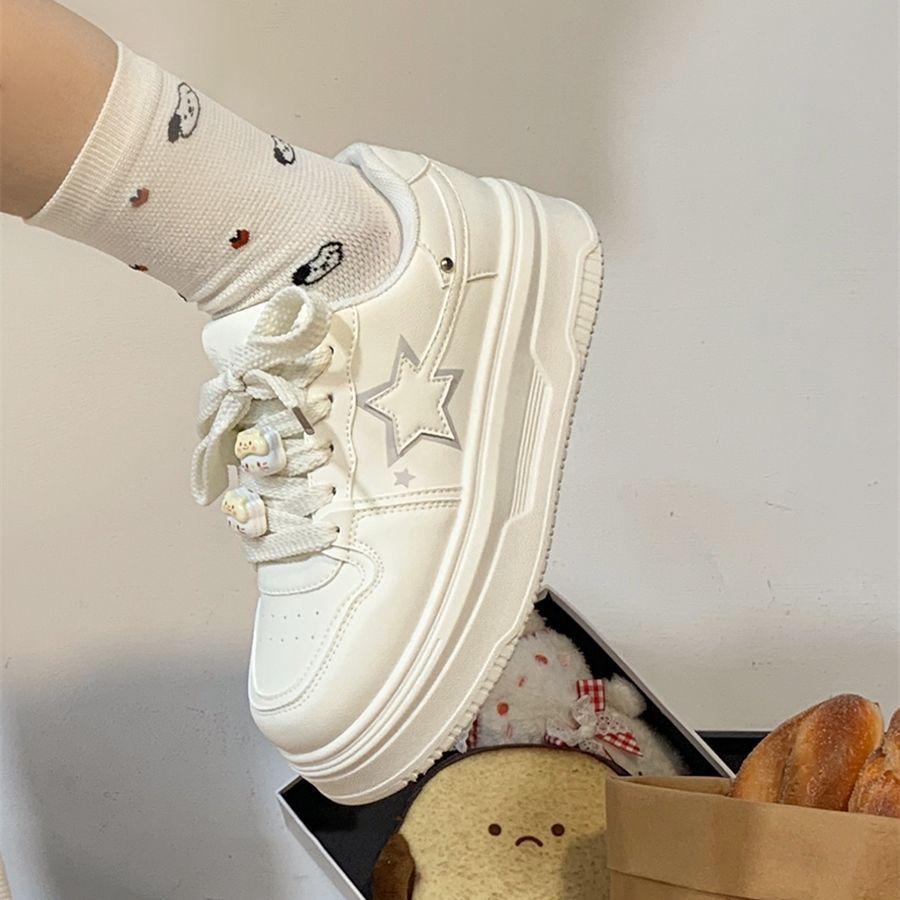 Milk fufu explosive change milk cat platform white shoes women's 2025 summer new breathable versatile casual board shoes