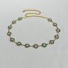 Silver Bohemian Female Metal waist chain Belt luxury Blue Gemstone Ellipse Designer Belts for Women Long Waistband Punk