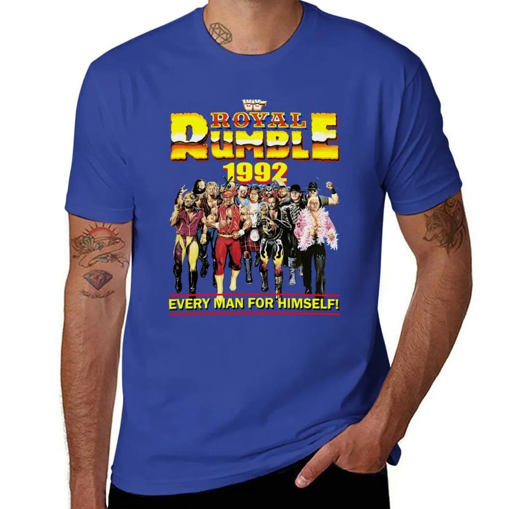 Koszulka WWF Rumble 1992 odzież uliczna szybkoschnąca koszulka z krótkim rękawem odzież estetyczna koszulki dla mężczyzn