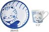 Cat's pottery Nekochigura (Tiger) 5-piece tableware set, lightweight tableware (usukaru), made in Japan, Mino ware