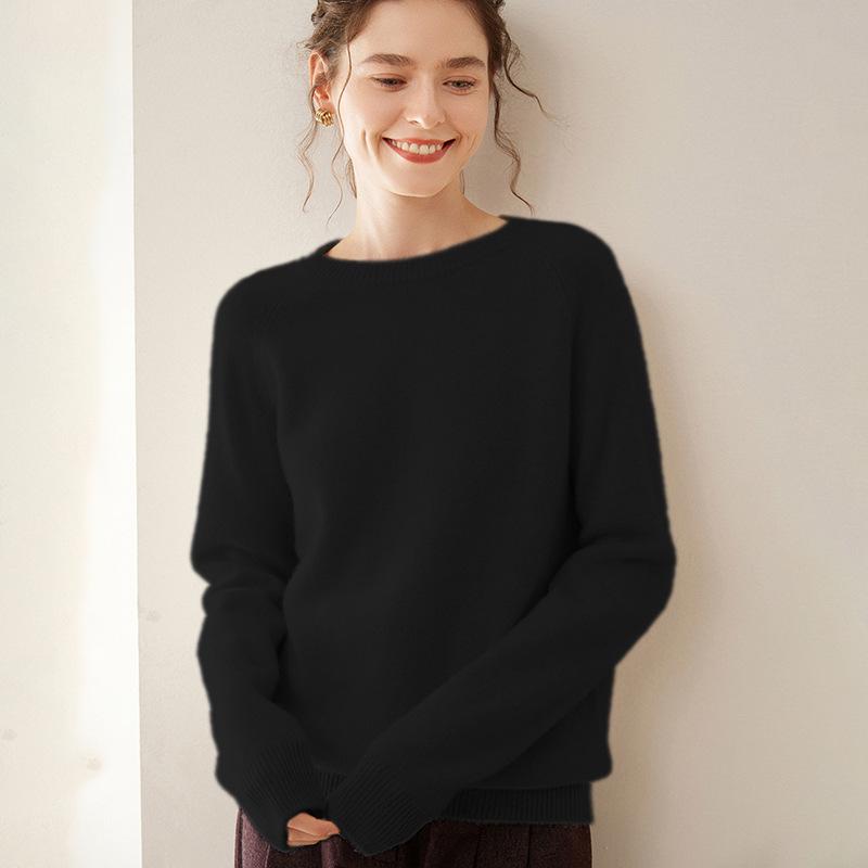 Women's Soft Cashmere Knit Long Sleeve Raglan Sweater - Warm, Loose, Comfortable, Versatile Layering Top