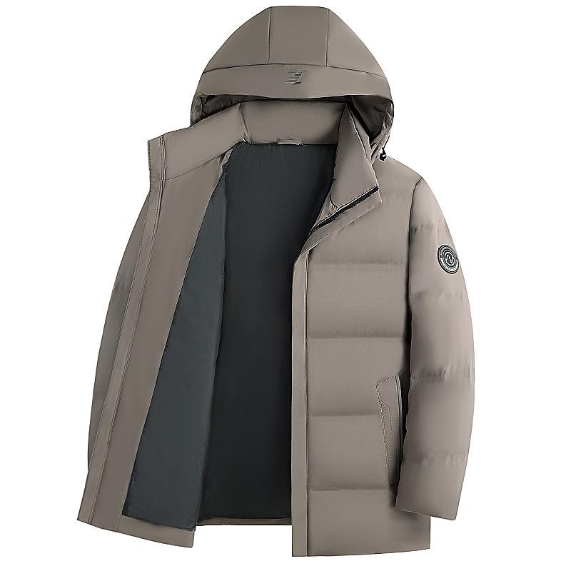 Pánská péřová bunda s kapucí od velké značky - Zimní teplý kabát pro všechny věkové kategorie