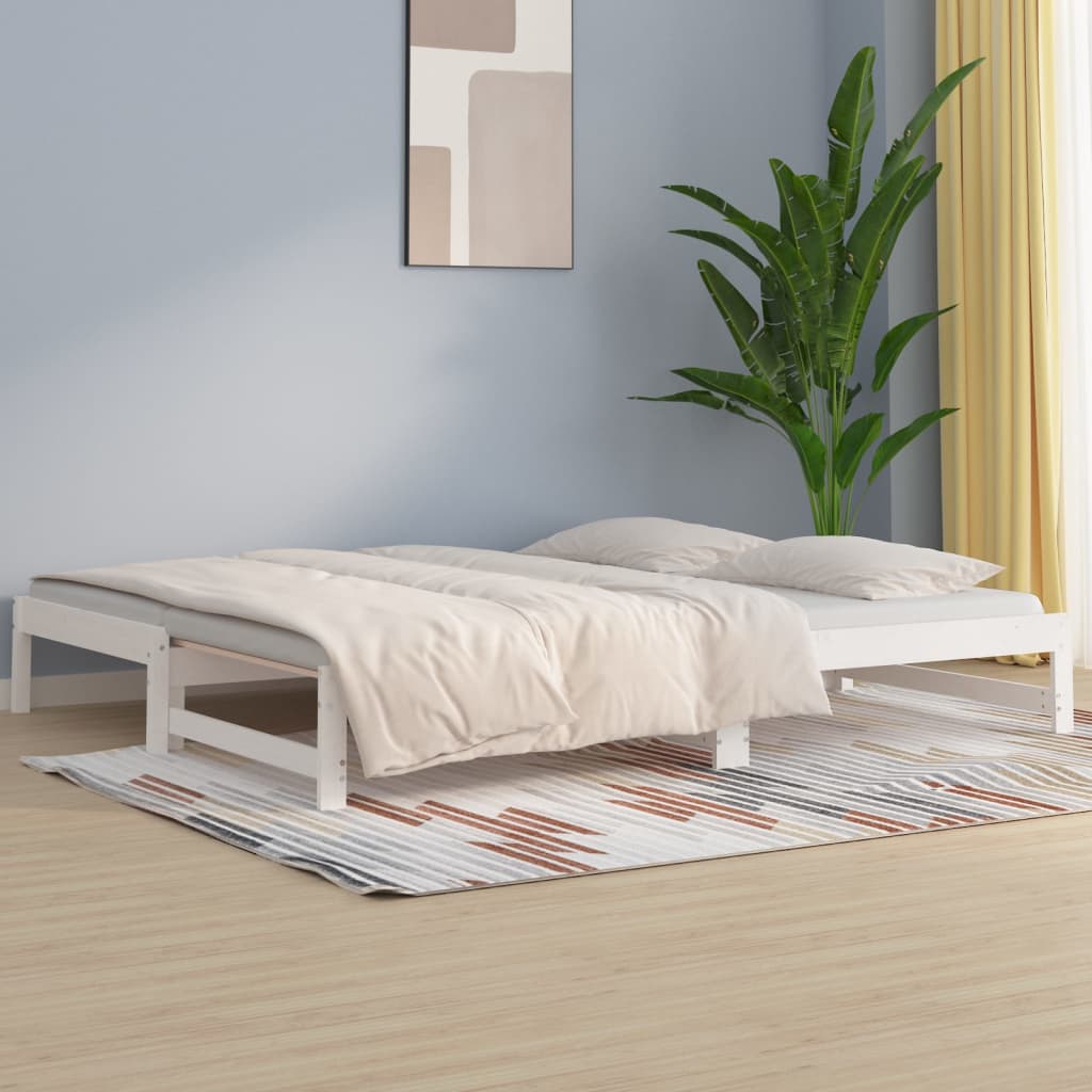 Vidaxl Extendable Bed, White, 2X(80X200) Cm, Light Pine Wood