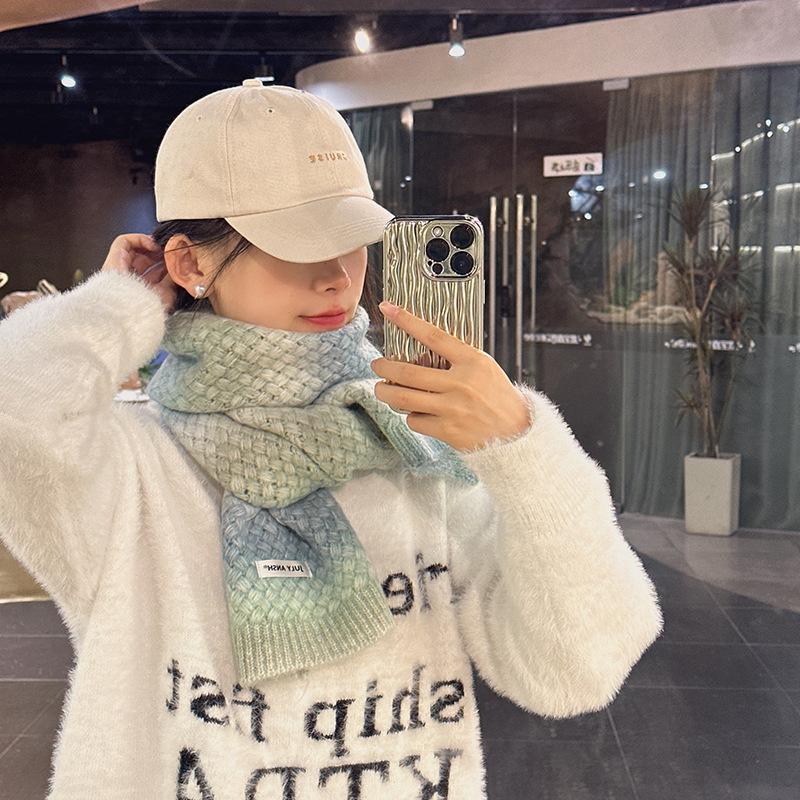 Luochi Mohair Gradient Rainbow Scarf - Women s Autumn/Winter Knit Neck Warmer, Versatile and Trendy for Couples 150x25 cm