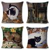 Pet Cartoon Animal Pillowcase Cute Watercolor Cat Cushion Cover Decor Sofa Home Car Children's Room Pillowcase