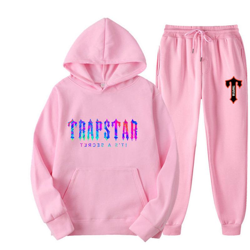 2023 New Letter Printing Men's and Women's Multi-color Warm Two-piece Set Loose Hoodie + Pants Jogging Set