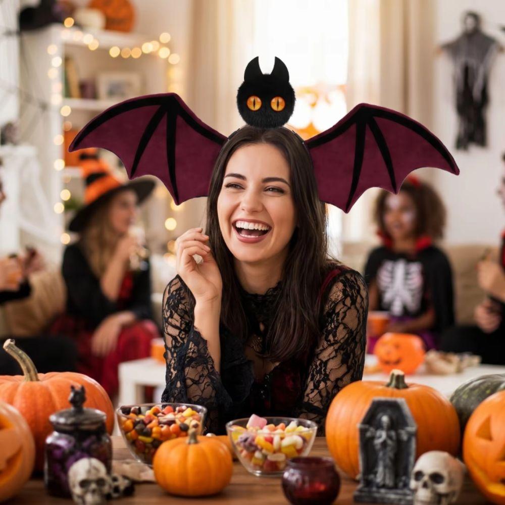 Soft Velvet Fabric Bat Wing Headband Delicate Bat Wing Decoration Halloween Headband Cosplay Event