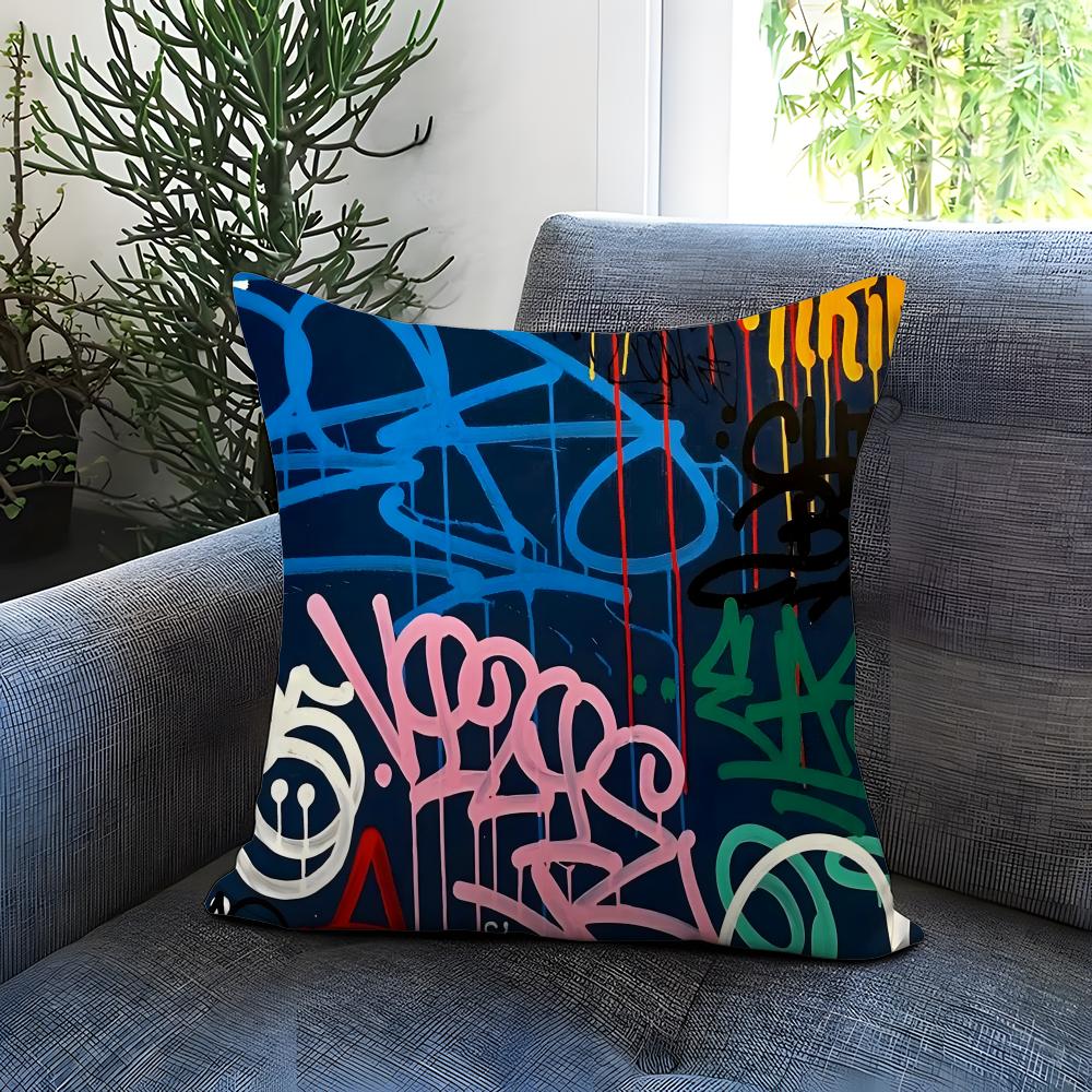 Street Graffiti Texture Cushion Cover Comfortable Reversible Pillow Cover Ideal for Car Sofa Bedroom  Beyond