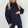 Lightweight Windbreaker Jacket for Women Zip Up Hoodie with Snap Buttons Waist Drawstring Windproof Outwear