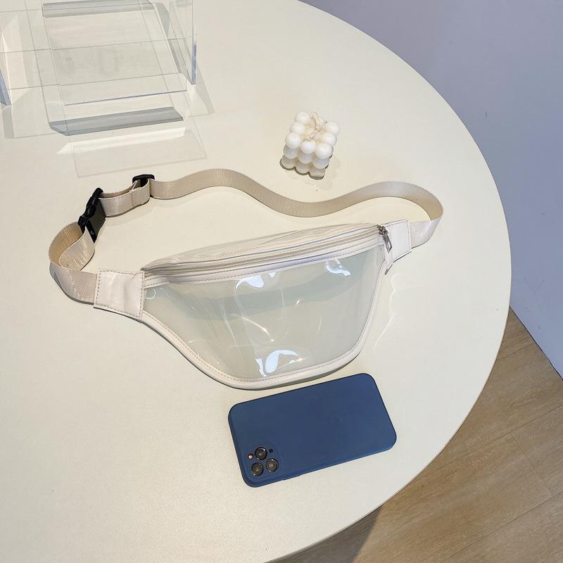 Transparent Chest Bag, Trendy Crossbody Waist Bag, Fashionable PVC Solid Color Beach Jelly Bag