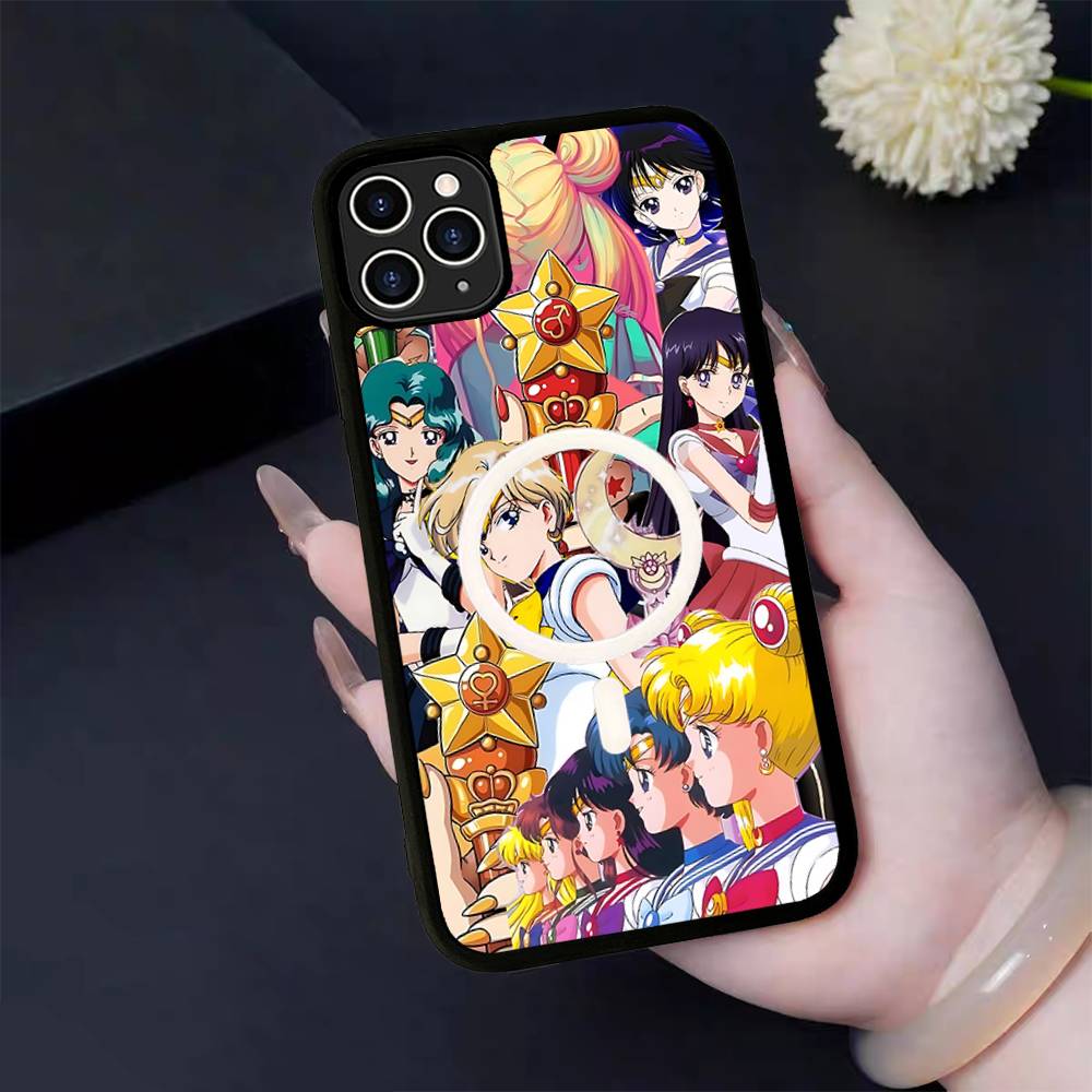 Anime S-Sailors M-Moons Für Magsafe Magnetische Handyhülle Für IPhone 17 16 15 14 13 12 11 Plus Pro Max PC+TPU Hülle