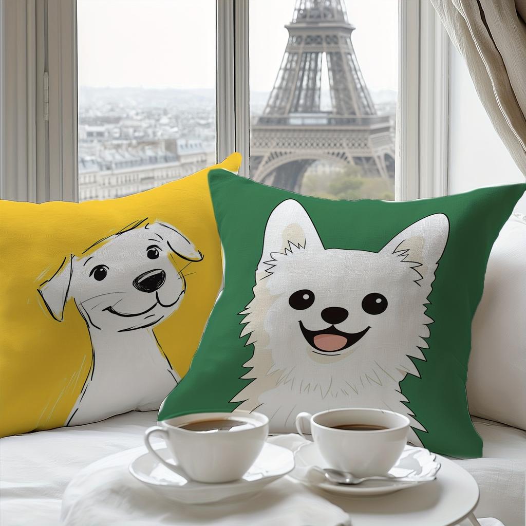 4pcs Multicolored cartoon dog digital printing pillow cover Short plush Suitable living rooms bedrooms sofas throw cushion cover