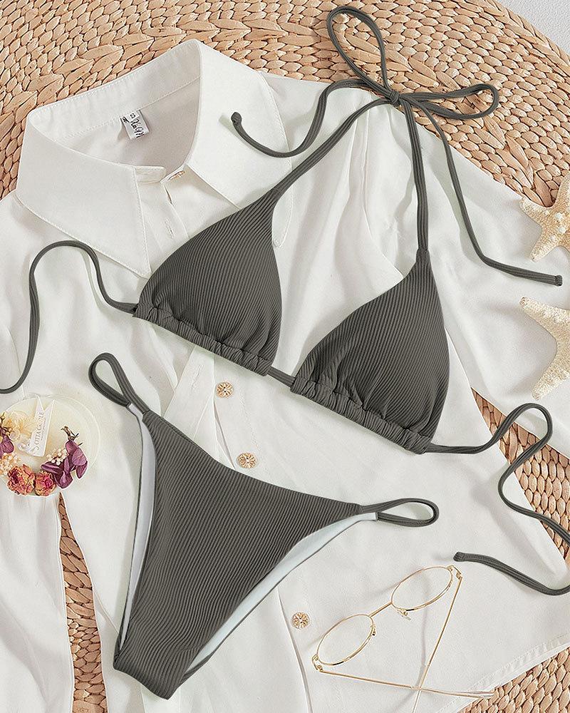 Nuovo Set Bikini 2026 Imbottito Spiaggia Triangolo Costume da Bagno Donna XS-XL