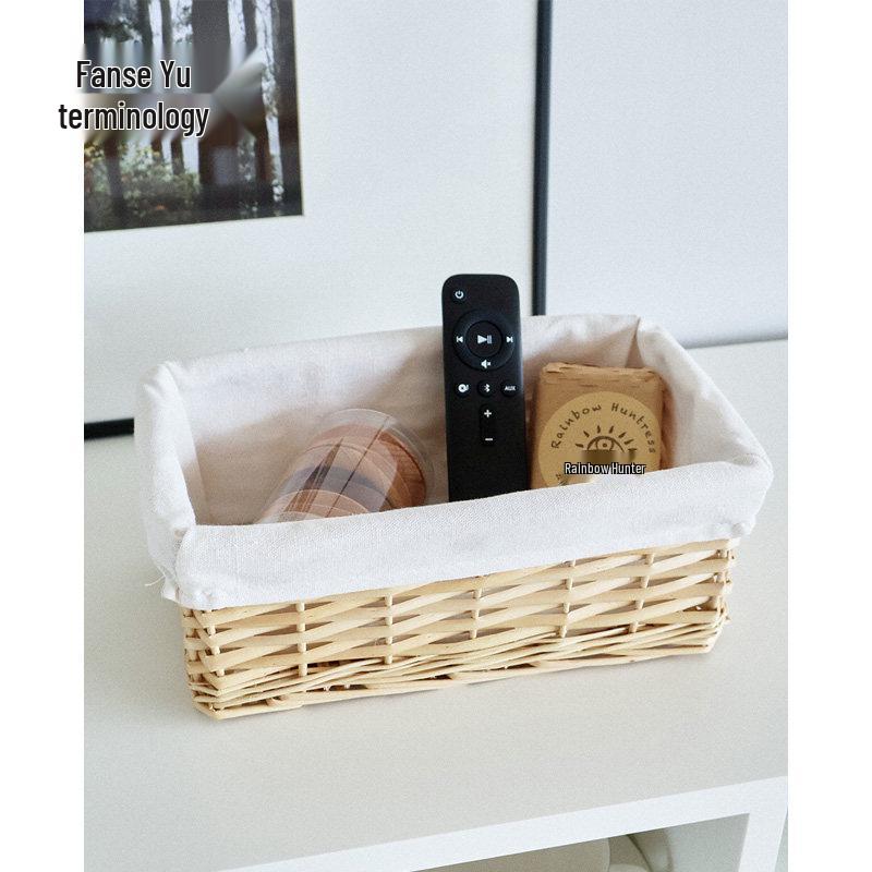 Woven Bamboo Fabric Storage Basket for Snacks and Sundries