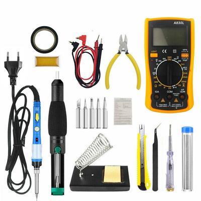 Lötkolben-Set, 60 W, Schweißgerät mit einstellbarer Temperatur, mit Ein-/Ausschalter, Flussmittelpaste, Multimeter, Lötstation