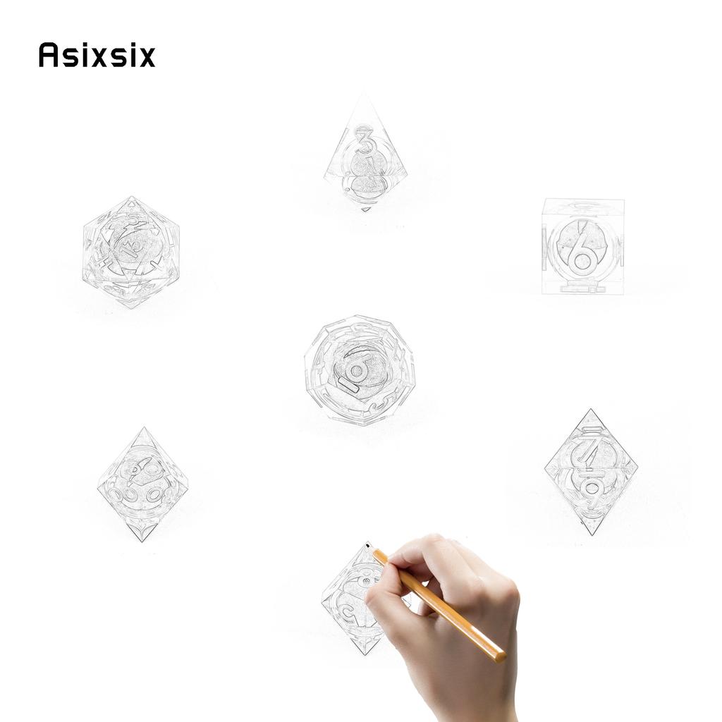 7 Pcs Red Eyeball Golden Number Sharp Edge Resin Dice Polyhedral Dice Suitable For Role-Playing Dice PropBoard Game